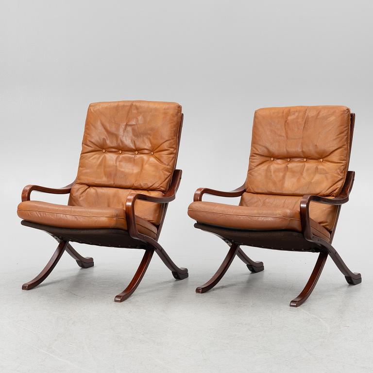 Armchairs, a pair, Göte Möbel, Nässjö, late 20th century.