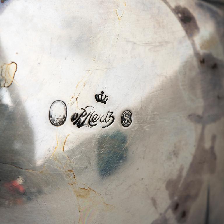 A Danish Rococo style silver teapot, P. Hertz, Copenhagen, Denmark, 1936.