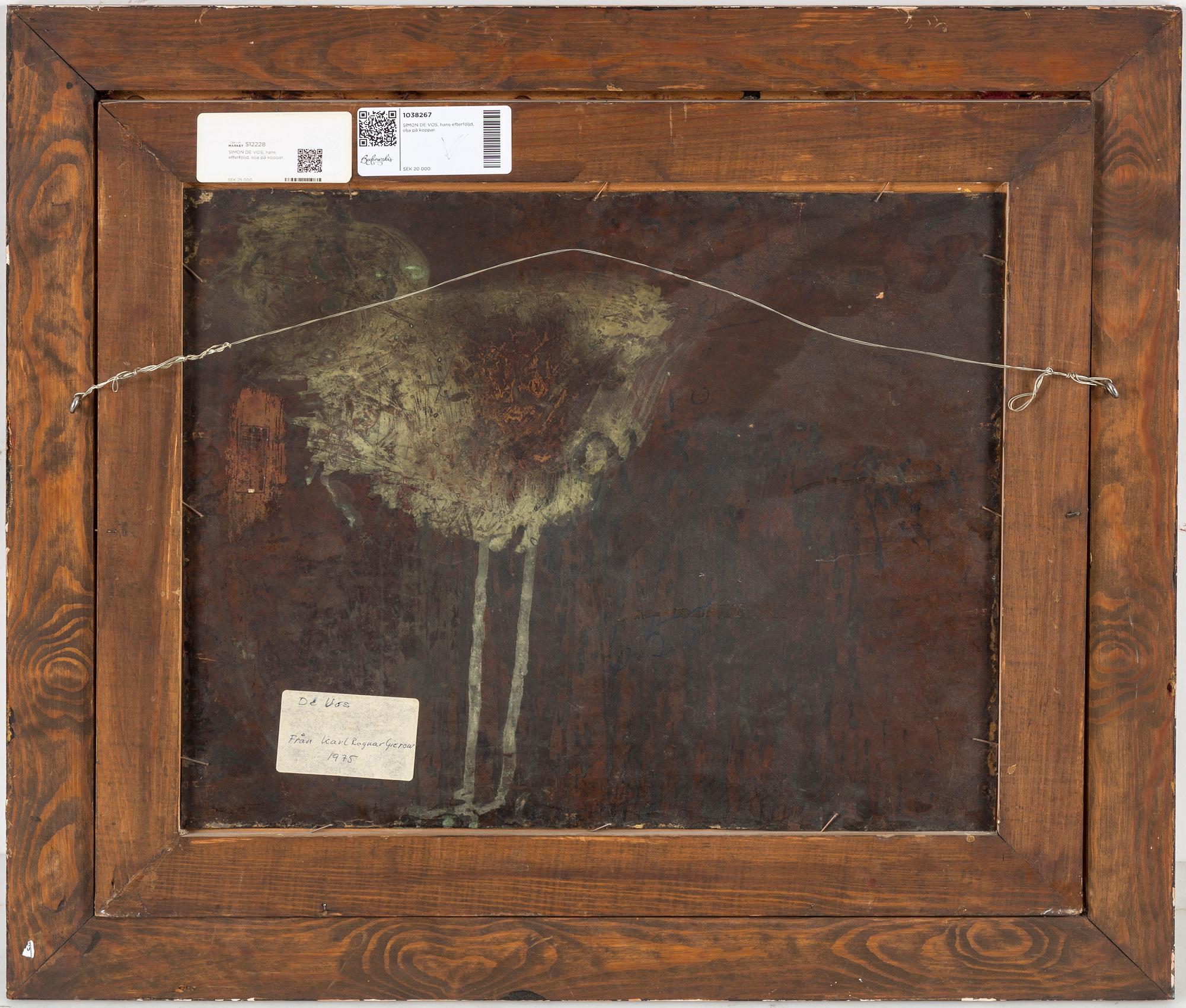 SIMON DE VOS, follow of, copper panel.
