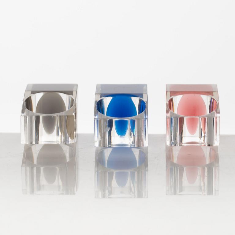 Siv Lagerström, three acrylic rings, 1970s.