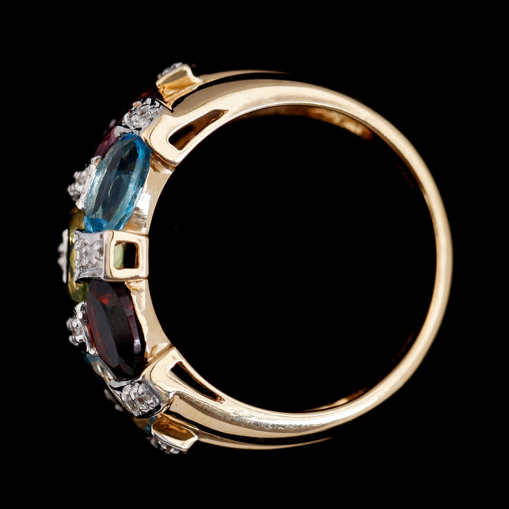 RING, 18K guld, diamanter, ametister, topaser, citriner, turmaliner.