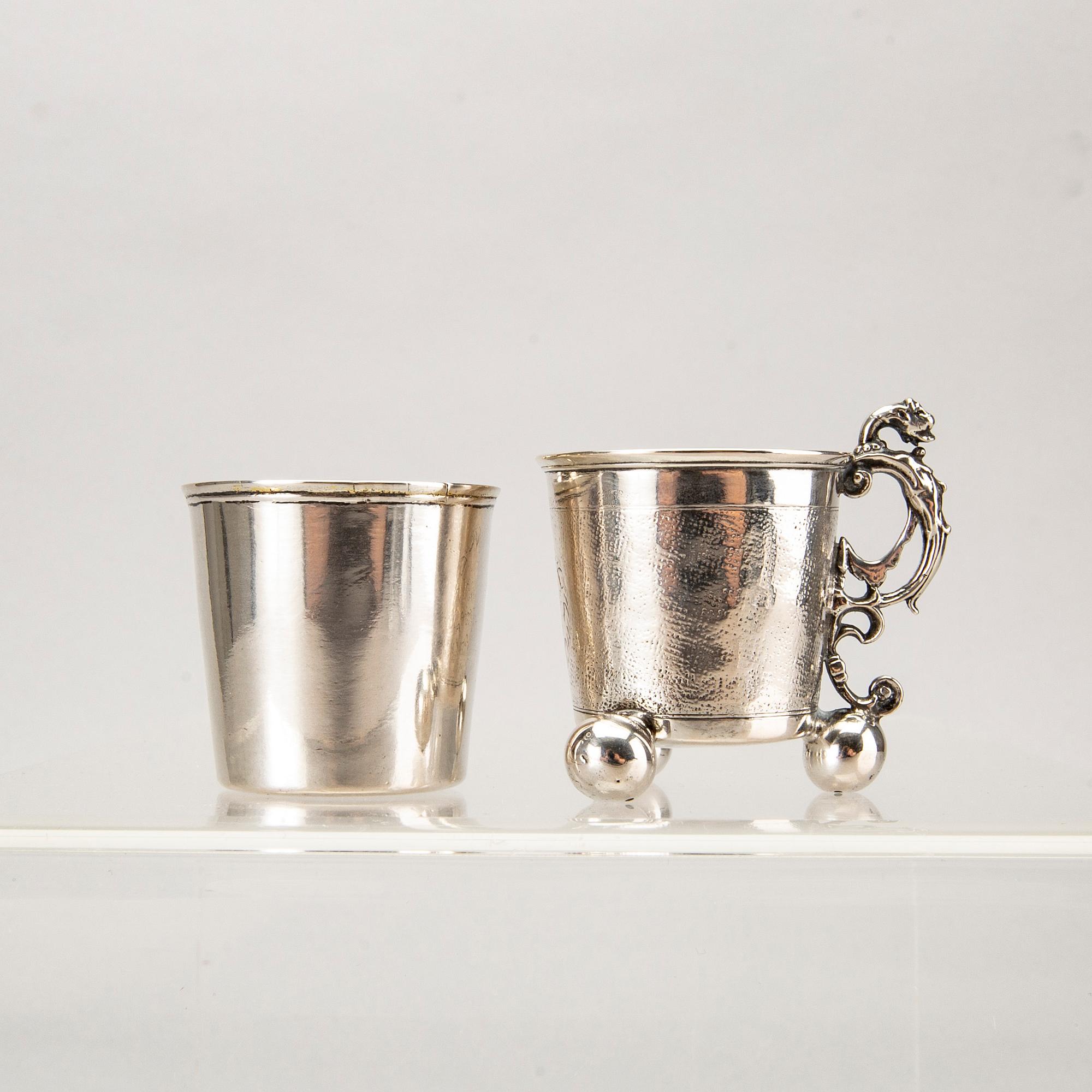BÄGARE 2 st silver 1700-tal.