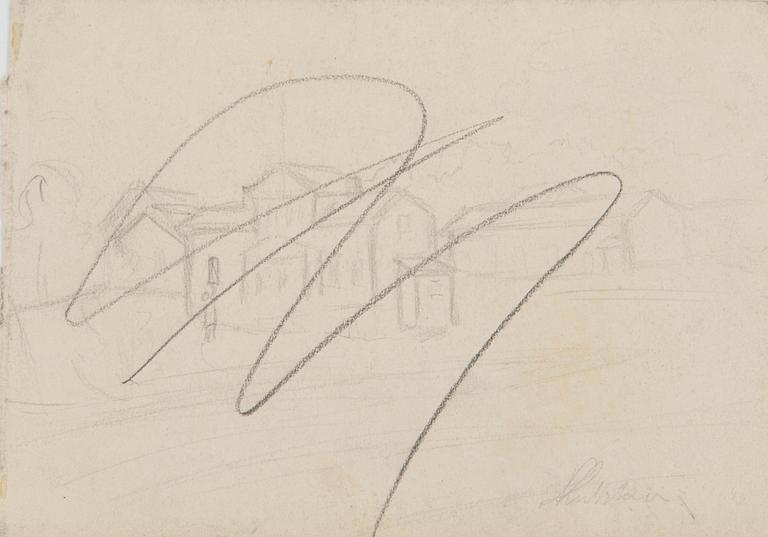 Santeri Salokivi, Teckningar, 5 st, Mansporträtt och Landskap.