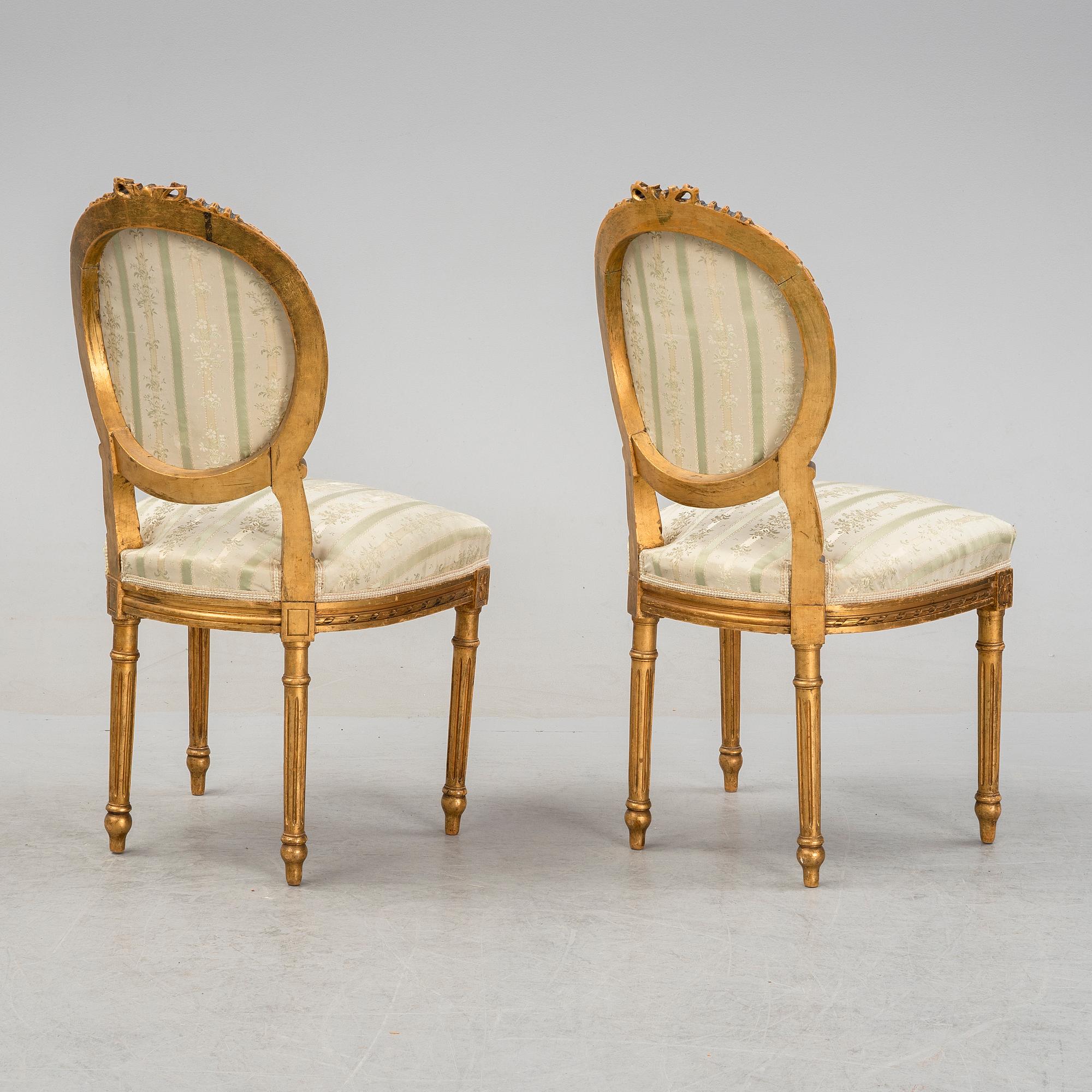 Soffa samt stolar, gustaviansk stil 1800-talets slut.