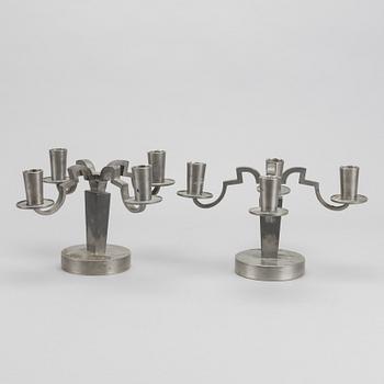 FIRMA SVENSKT TENN, a pari of pewter candelabras 1944.