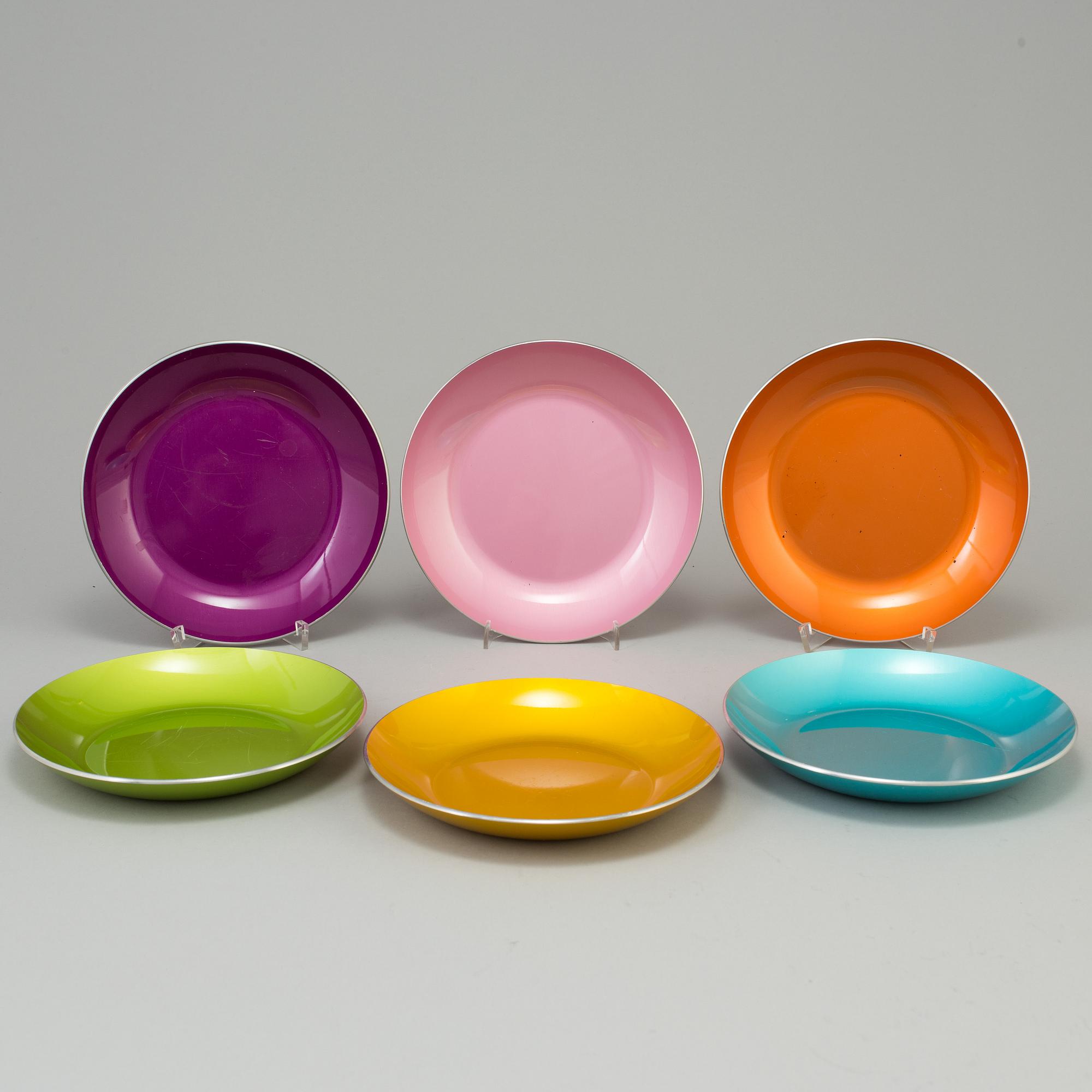 A set of six 1960´s enamel bowls probably from Emalox Norway.