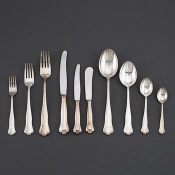 A silver cutlery, CG Hallberg, 'Kungsholm'. (109 pc).
