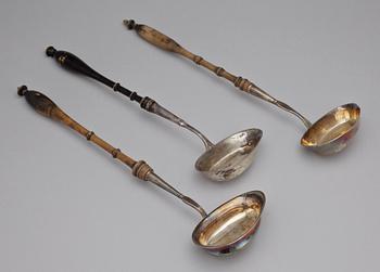 SOPPSLEVAR, 3 st, silver, bla Anders Rahm, Norrköping, 1800-tal.