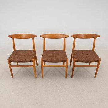 Hans J. Wegner, chairs 6 pcs "W2" CM Madsen Denmark 1960s.
