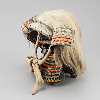HJÄLM, Kabuto och Mempo, Japan, Meji/Showa-perioden, omkring 1900.