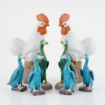 A group of eight Chinese porcelain figures, modern manufacturing.