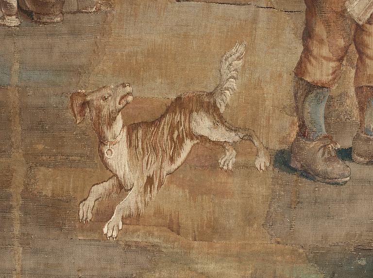 VÄVD TAPET, gobelängteknik. Flamländsk "Kermess". 345,5  x 332,5 cm. Flandern, sannolikt Bryssel, omkring 1700.
