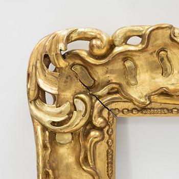 Ram, 1800-tal, skuren dekor och pastellage.