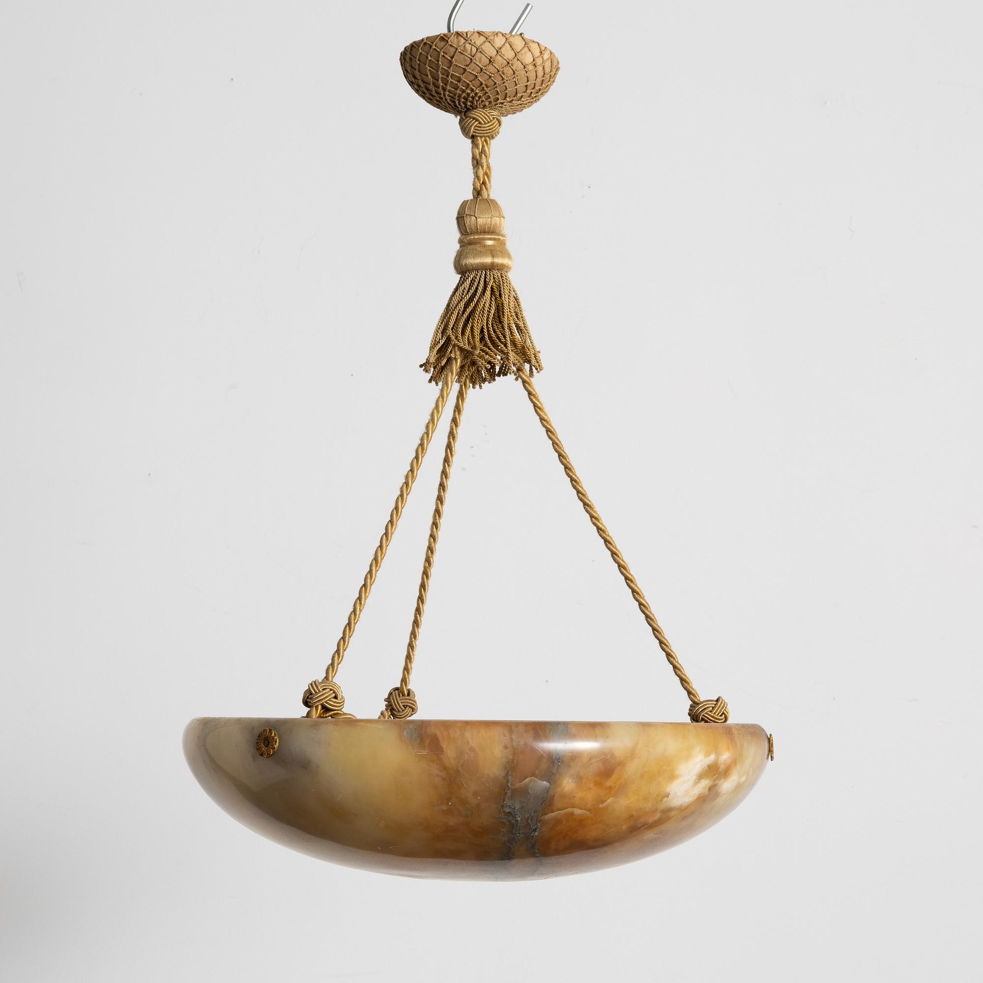 A ceiling lamp, alabaster, 1920s.