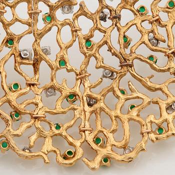 A emerald and brilliant cut diamond necklace by Gilbert Albert, Geneve, Zürich.