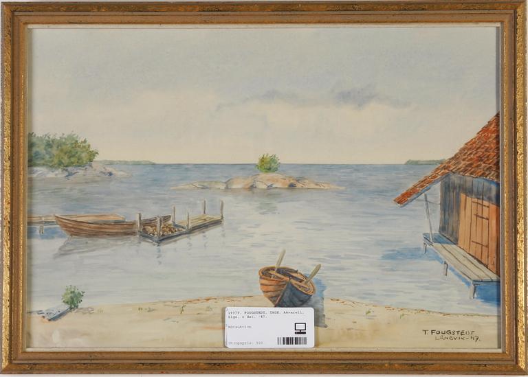 FOUGSTEDT, TAGE. Akvarell, Sign. o dat. -47.