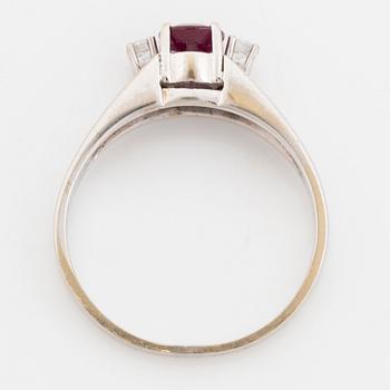 Ruby and brilliant cut diamond ring.