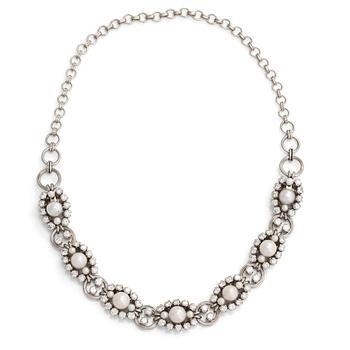 A.Tillander, a platinum necklace/bracelet, with brilliant-cut diamonds totalling approx. 6.72 ct and cultured pearls.