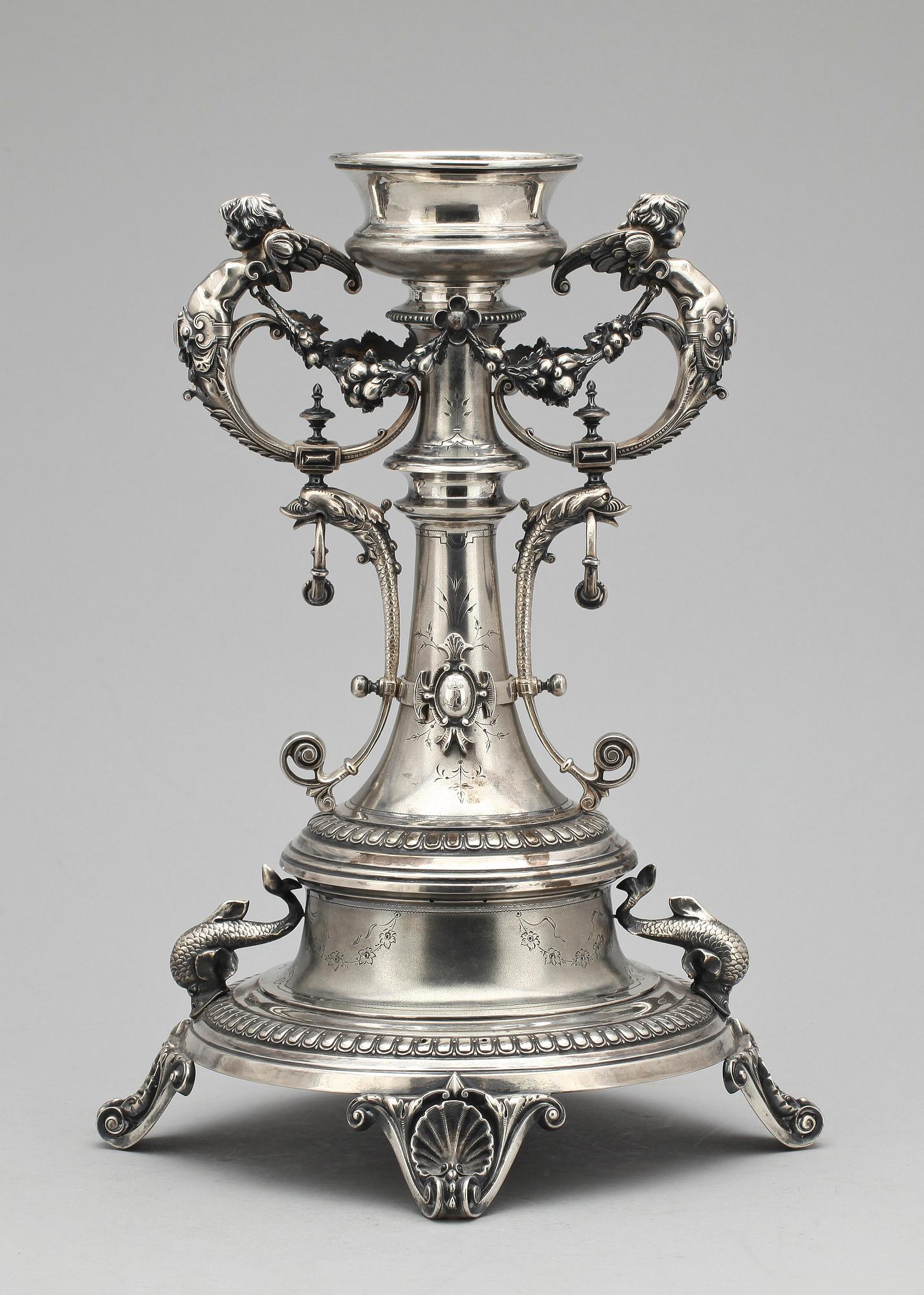 UPPSATSSKÅL, silver, nyrenässans, Stockholm 1876. Total vikt ca 1264 g.