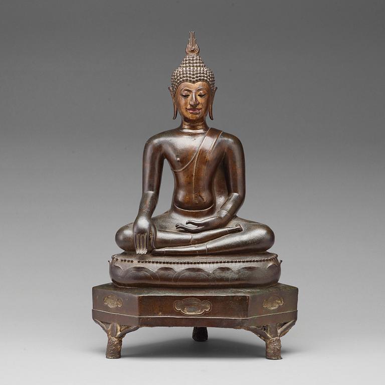 A bronze figure of Buddha, Thailand, 17th Century or older.