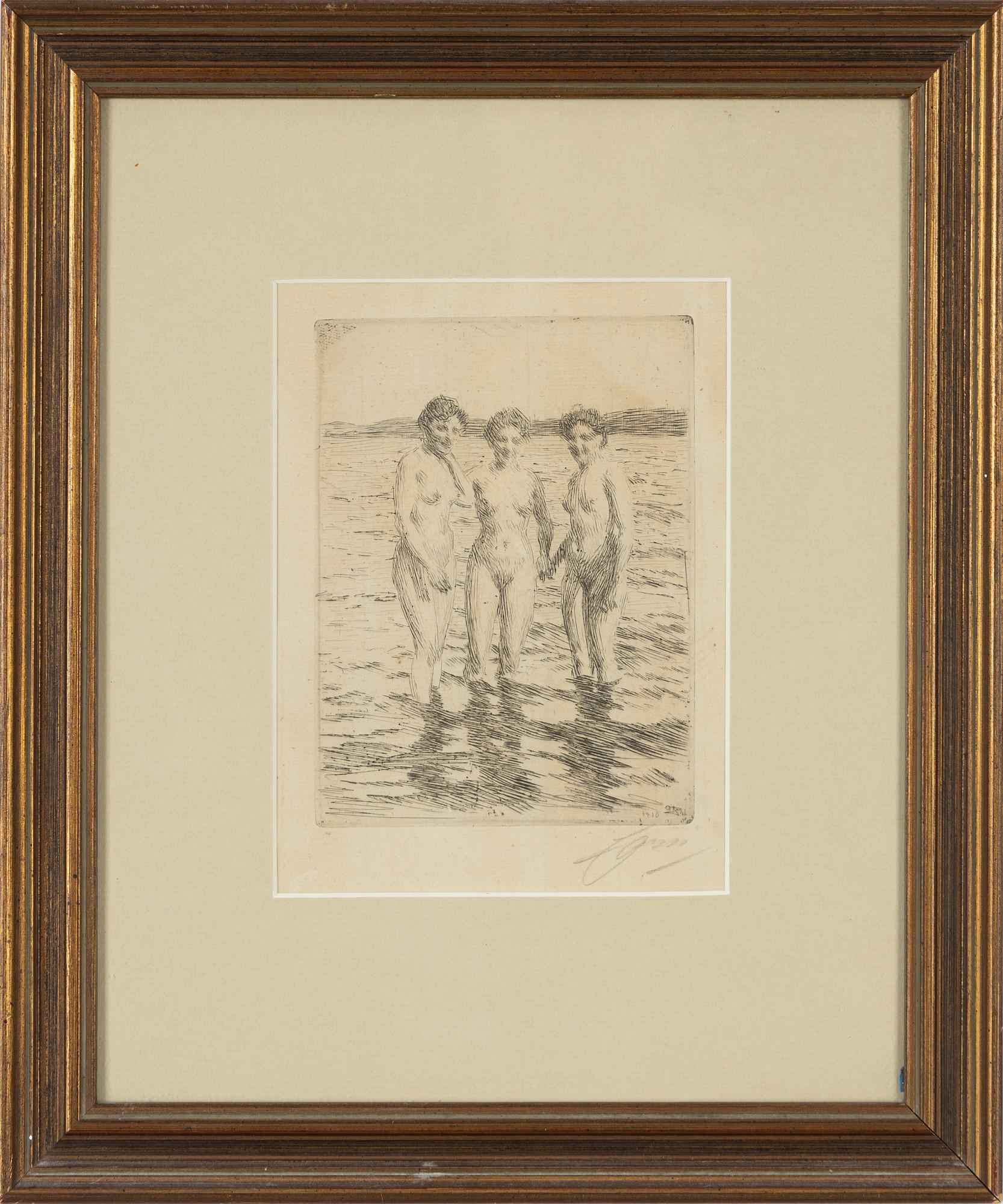 Anders Zorn, etching, 1910, signed in pencil.