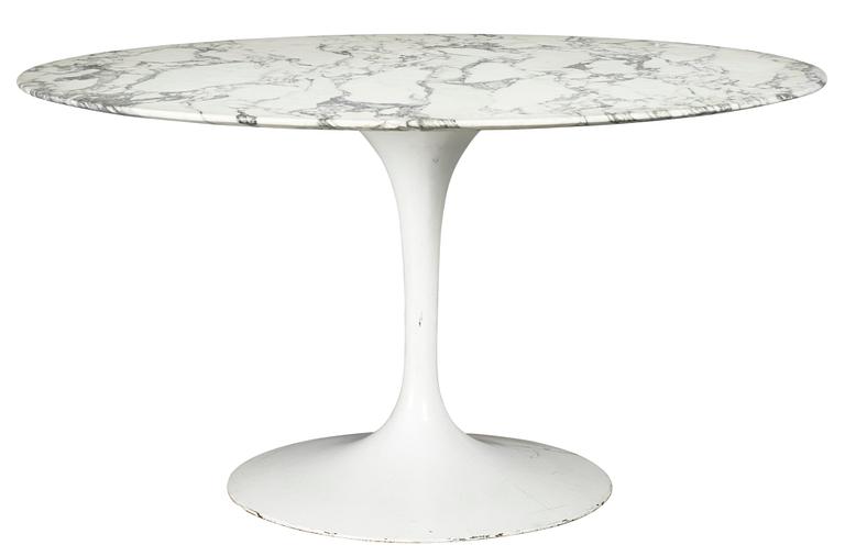 An Eero Saarinen 'Tulip' white marble table, Knoll International, USA.