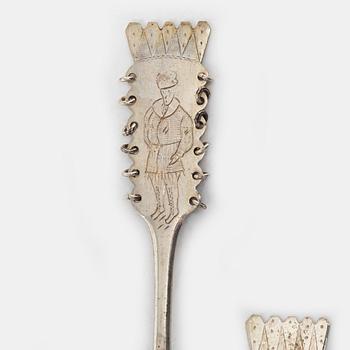 A set of fourteen Swedish silver spoons and server, including with mark of CO Persson Ab, Haparanda 1957.