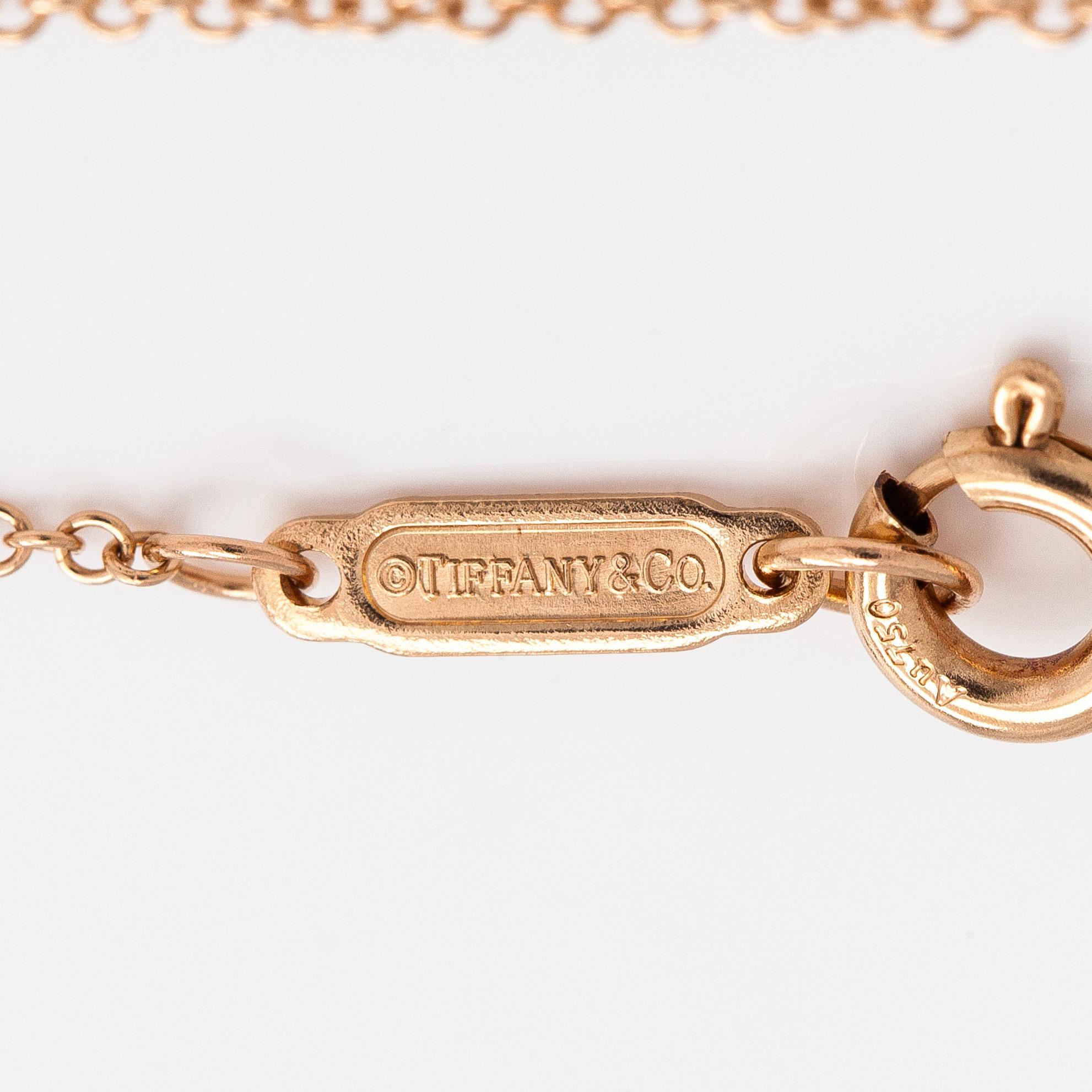 Tiffany & Co, kaulakoru, "Tiffany Keys" 18K ruusukultaa ja briljanttihiottuja timantteja.