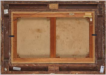 James Edwin Meadows, Sailing boats in rough weather by the coast with a lighthouse.