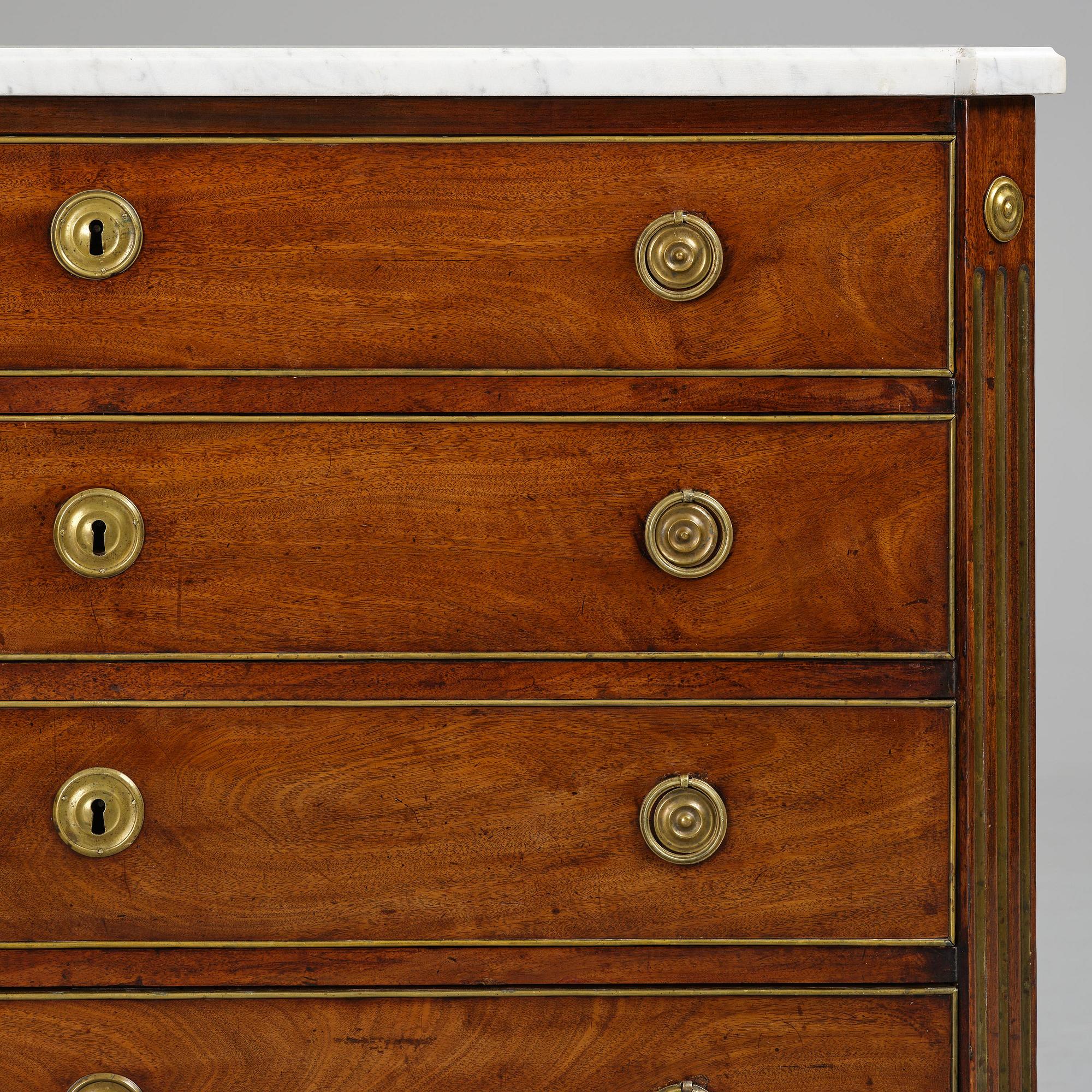 A late Gustavian mahogany commode, Stockholm, late 18th century.