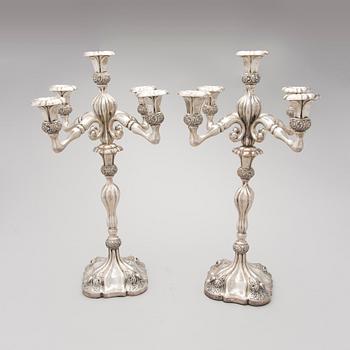 A PAIR OF LATE 19TH CENTURY AUSTRO-HUNGARIAN SILVER CANDELABRAS.