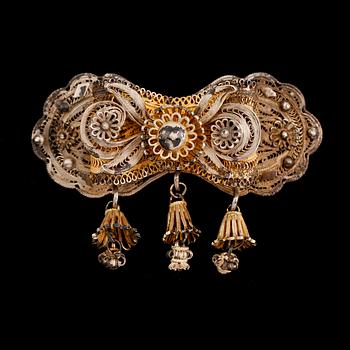 BROSCH, silver, filigranarbete, möjligen Österrike, 1800-/1900-tal.