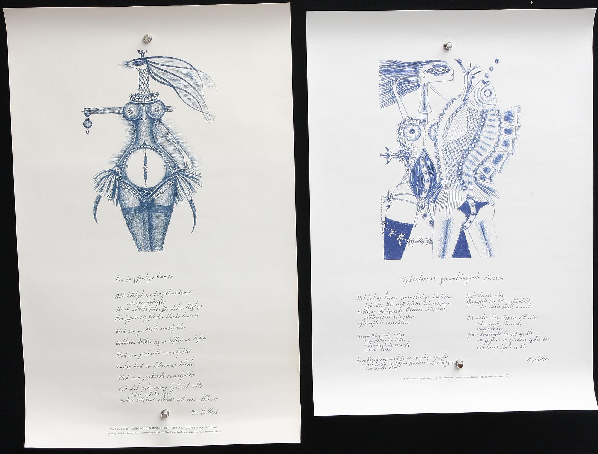 MAX WALTER SVANBERG, 7 delar. Affischer med numr.