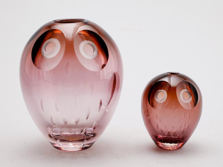 FIGURER, 2 st, glas, Vicke Lindstrand, Kosta.