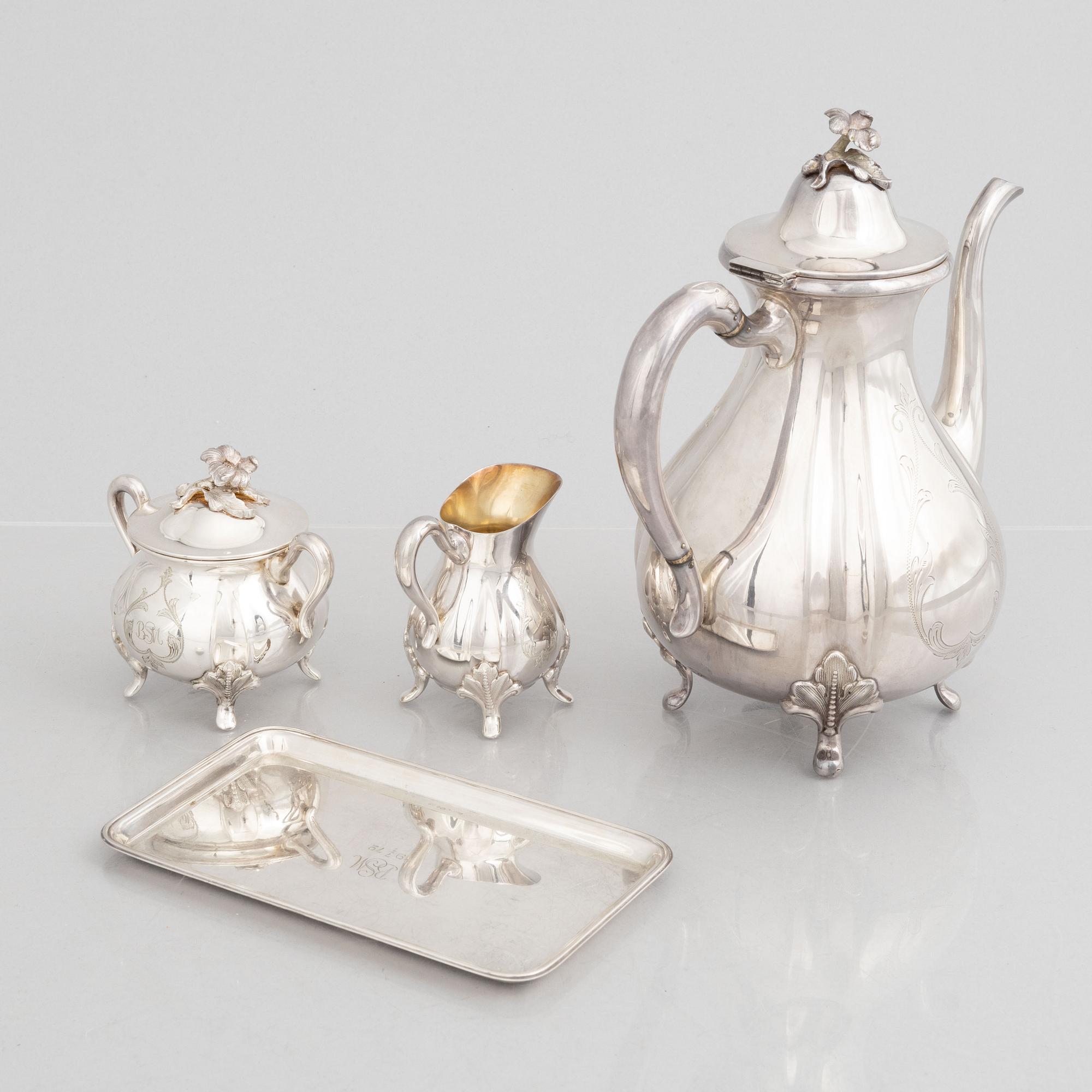 A 4-piece Swedish silver coffee service, mark of GAB, Stockholm 1953-1964.