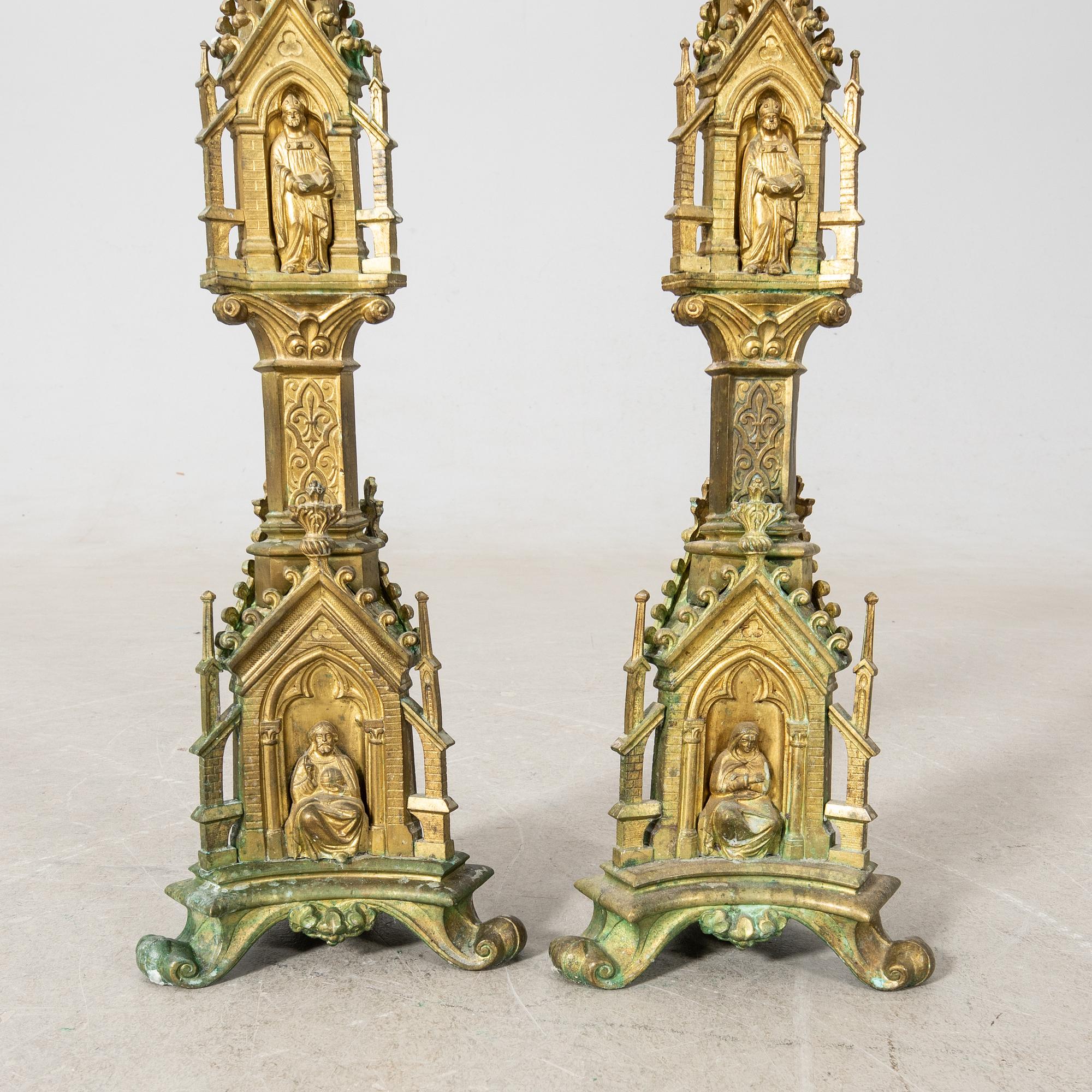 Floor candlesticks, a pair, Renaissance style, first half of the 20th century.