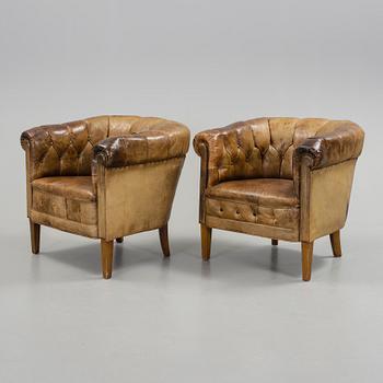 FÅTÖLJER, ett par, sk clubfåtölj, 1900-tal.