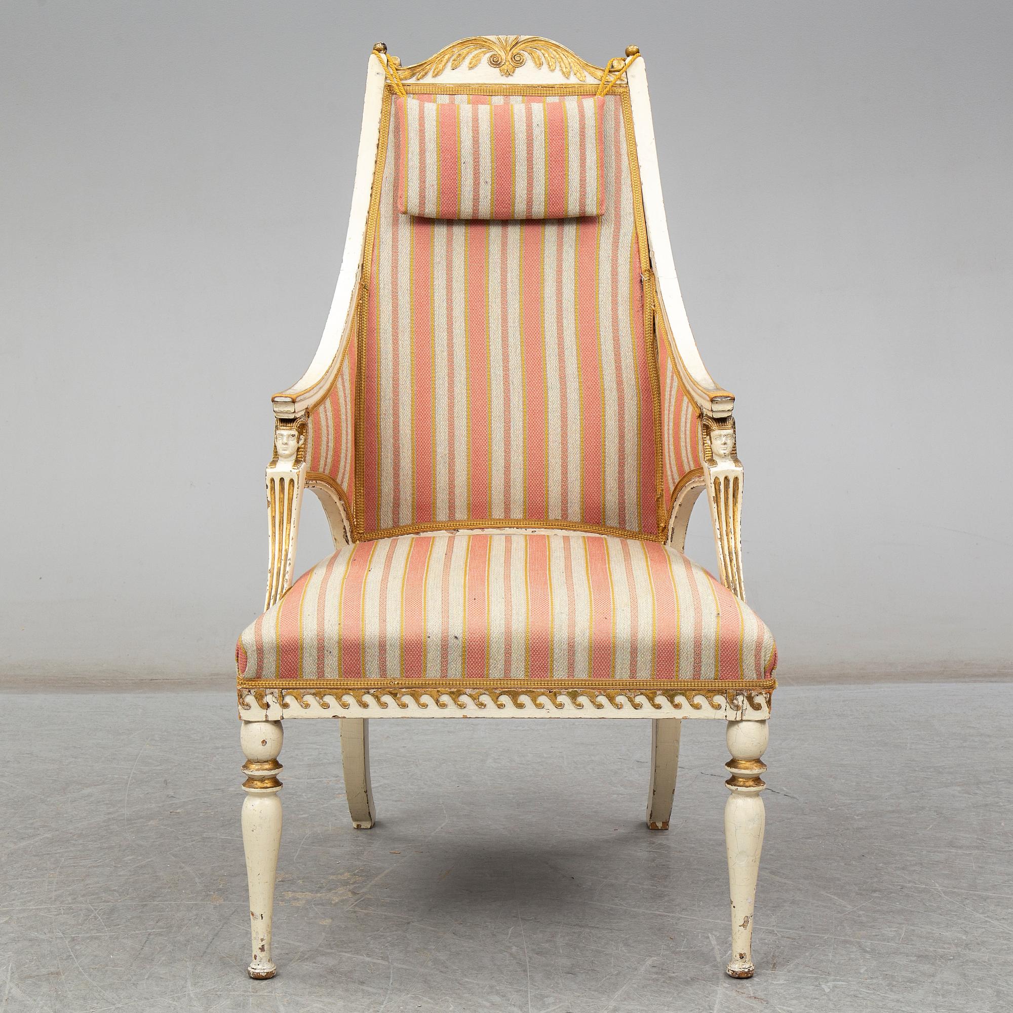 A late Gustavian armchair, attributed to Ephraim Ståhl, circa 1800.