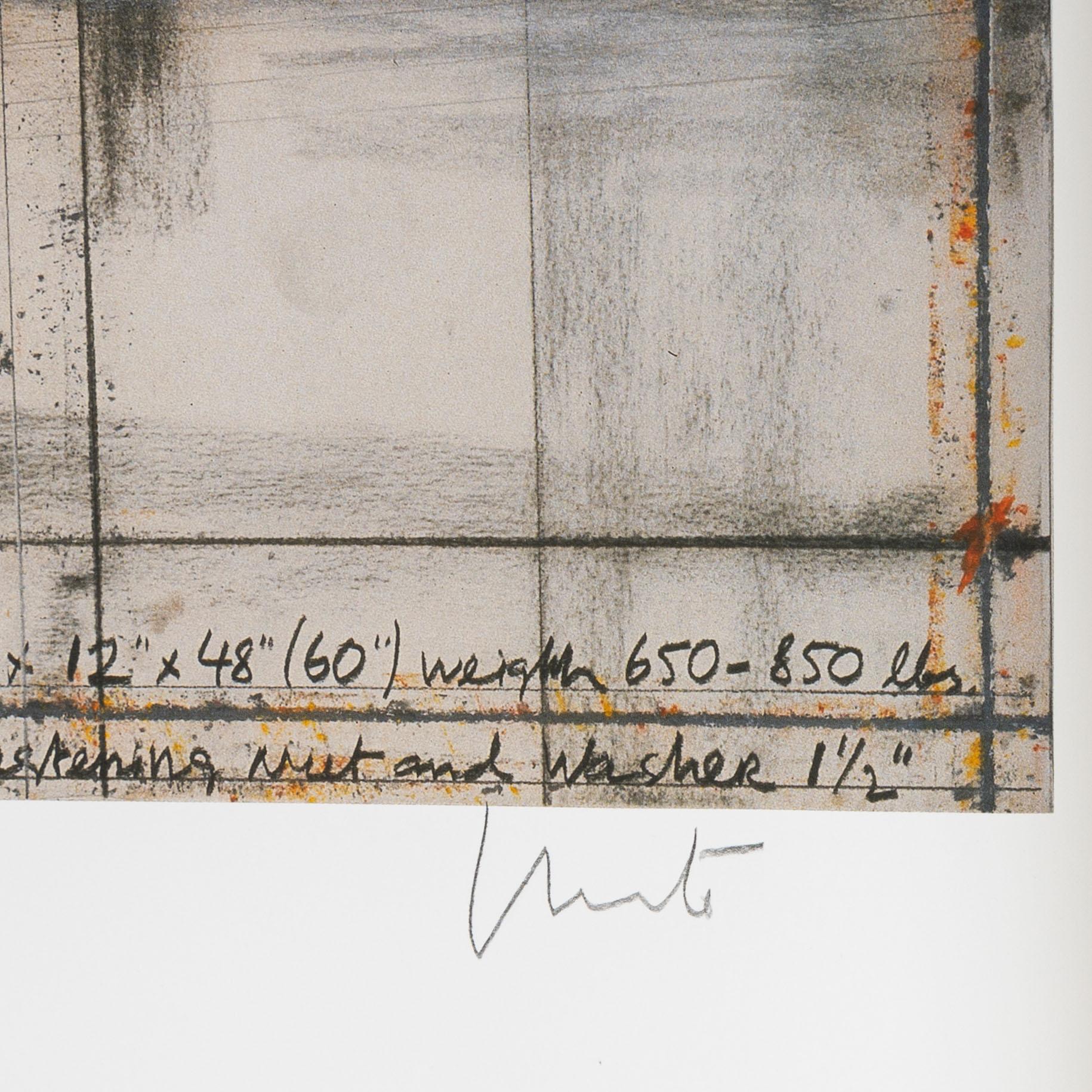Christo & Jeanne-Claude, offset with collage, 2013, signed.