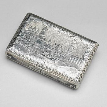 124. Ivan Kaltikov, cigarettetui, silver, Moskva 1800-talets mitt.