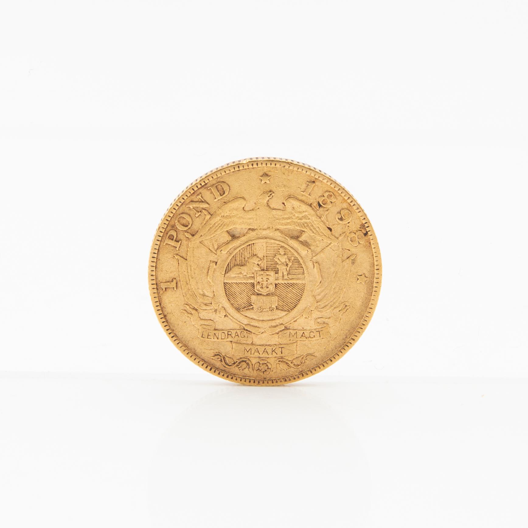 Gold coin 1 pound South Africa 1898.