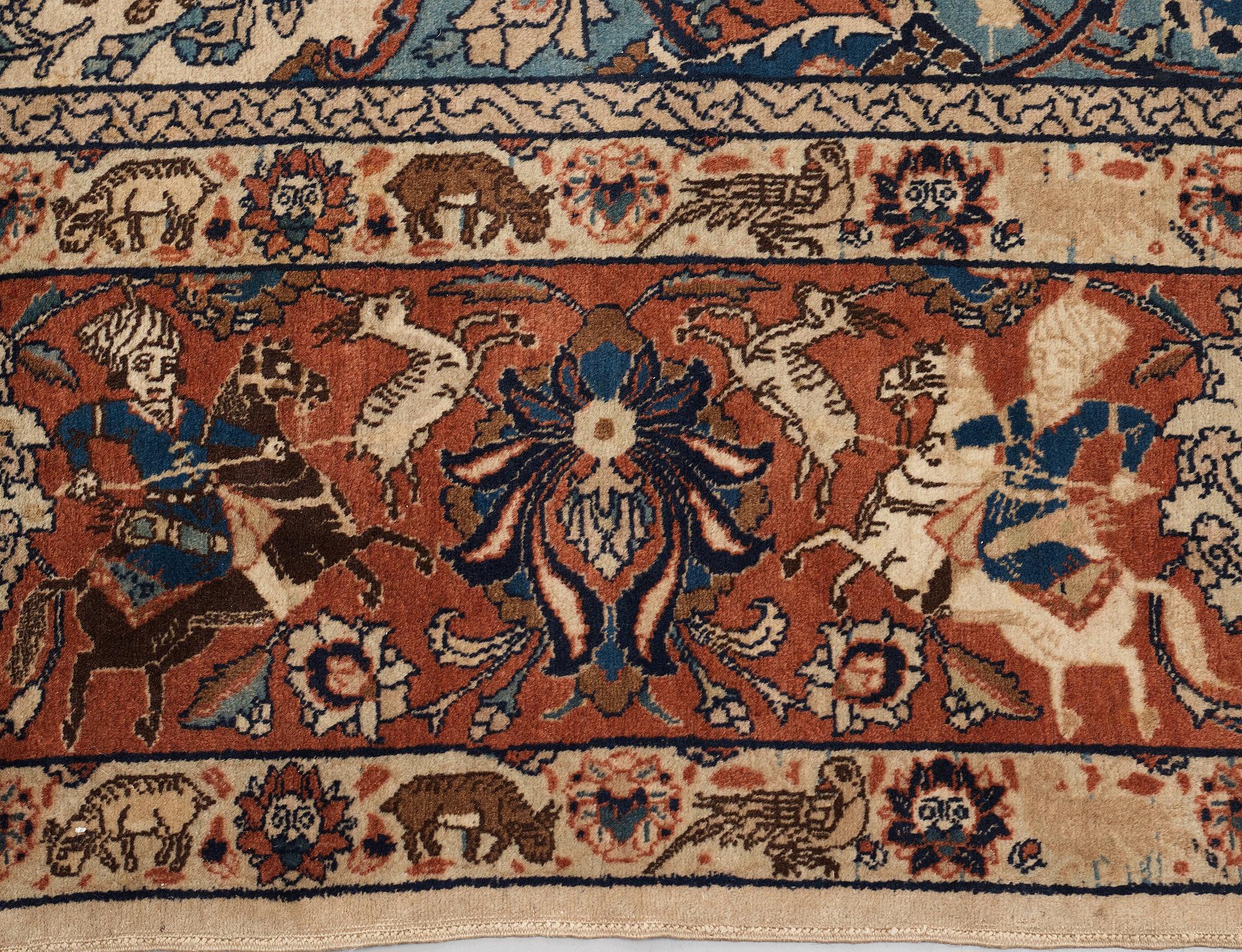 MATTO, semi-antique Tabriz figural, ca 400 x 298,5 cm.
