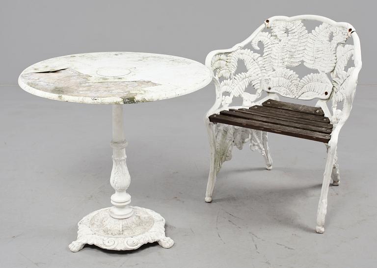KARMSTOL och BORD, Melins metallgjuteri Anderstorp, 1900-tal.