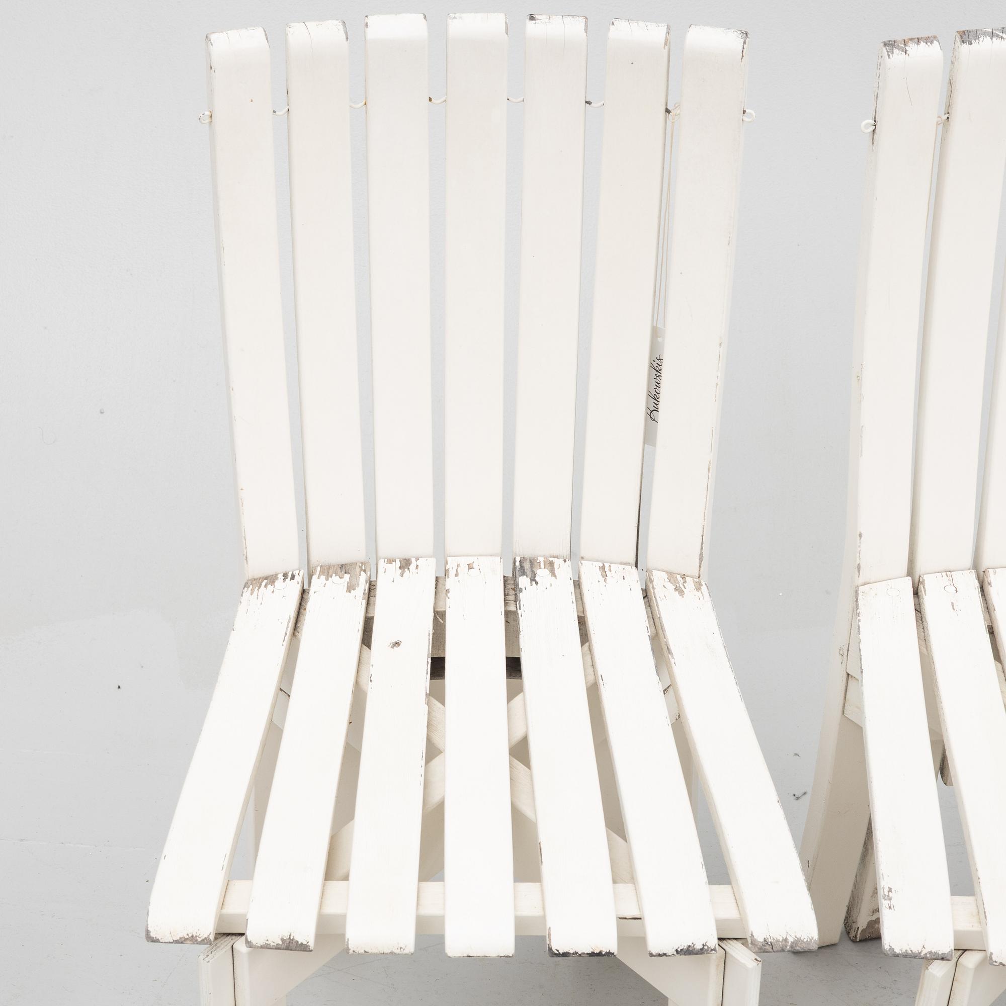 Alvar & Aino Aalto, an 'Aurino' garden furniture set with table and four chairs.