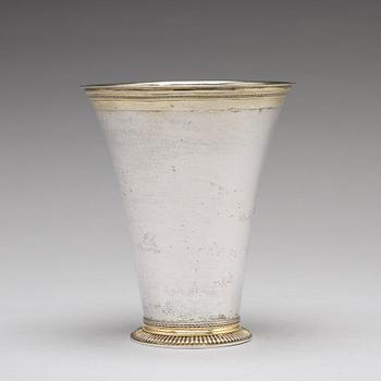 A Swedish 18th century parcel-gilt silver beaker, mark of Peter Gadd, Kristianstad 1776.