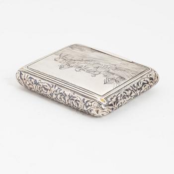 A Russian silver niello box, Moscow 1890.