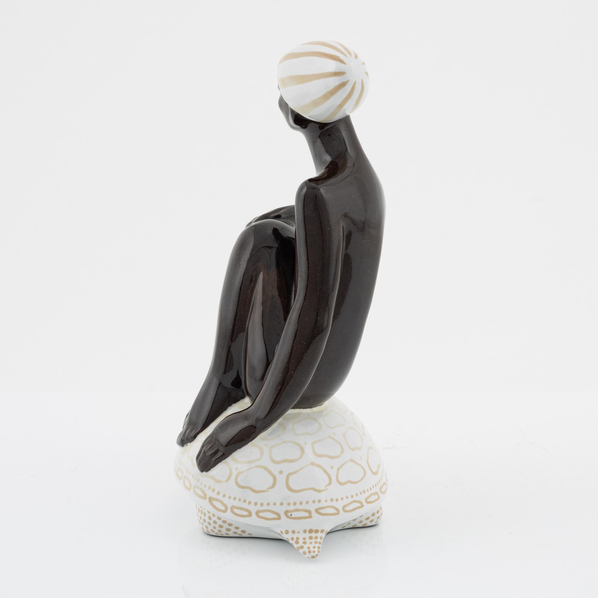 Mari Simmulson, figurin, lergods, Upsala Ekeby, 1950-tal.