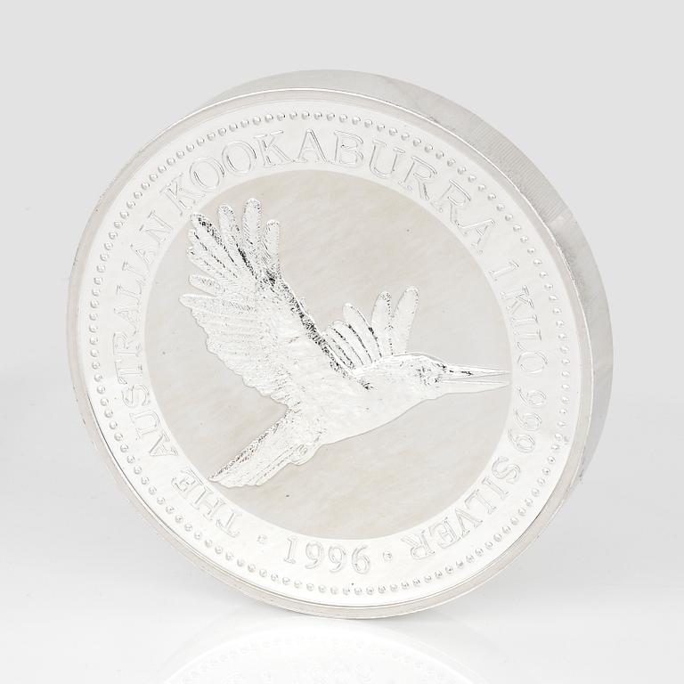 SILVERMYNT, 30 dollars, Elizabeth II, Australien, 1996. Vikt 1 kg.