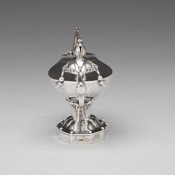 Georg Jensen, a cigar lighter in the shape of an oil lamp, Copenhagen 1918, design no 12, 830/1000.