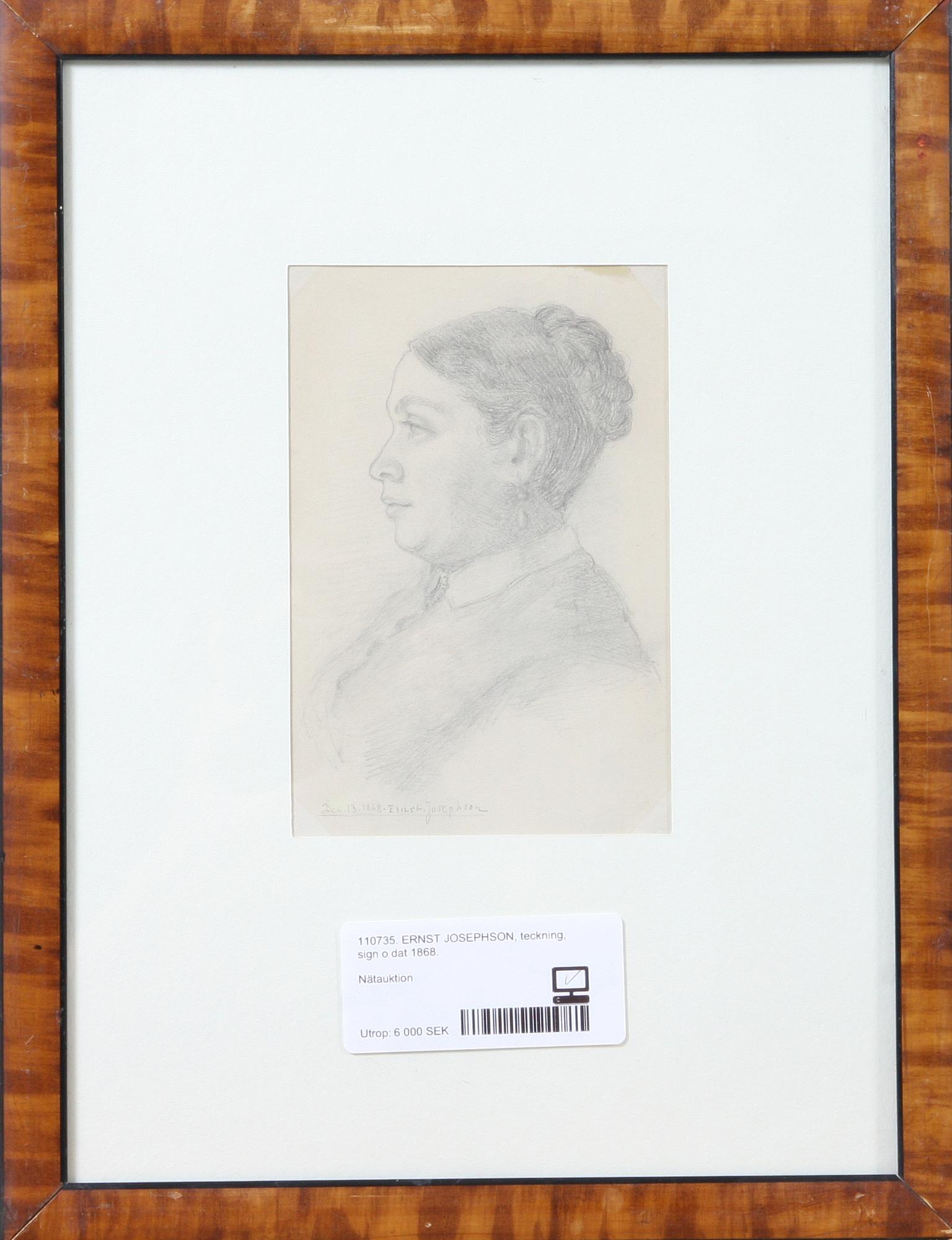 ERNST JOSEPHSON, teckning, sign o dat 1868.